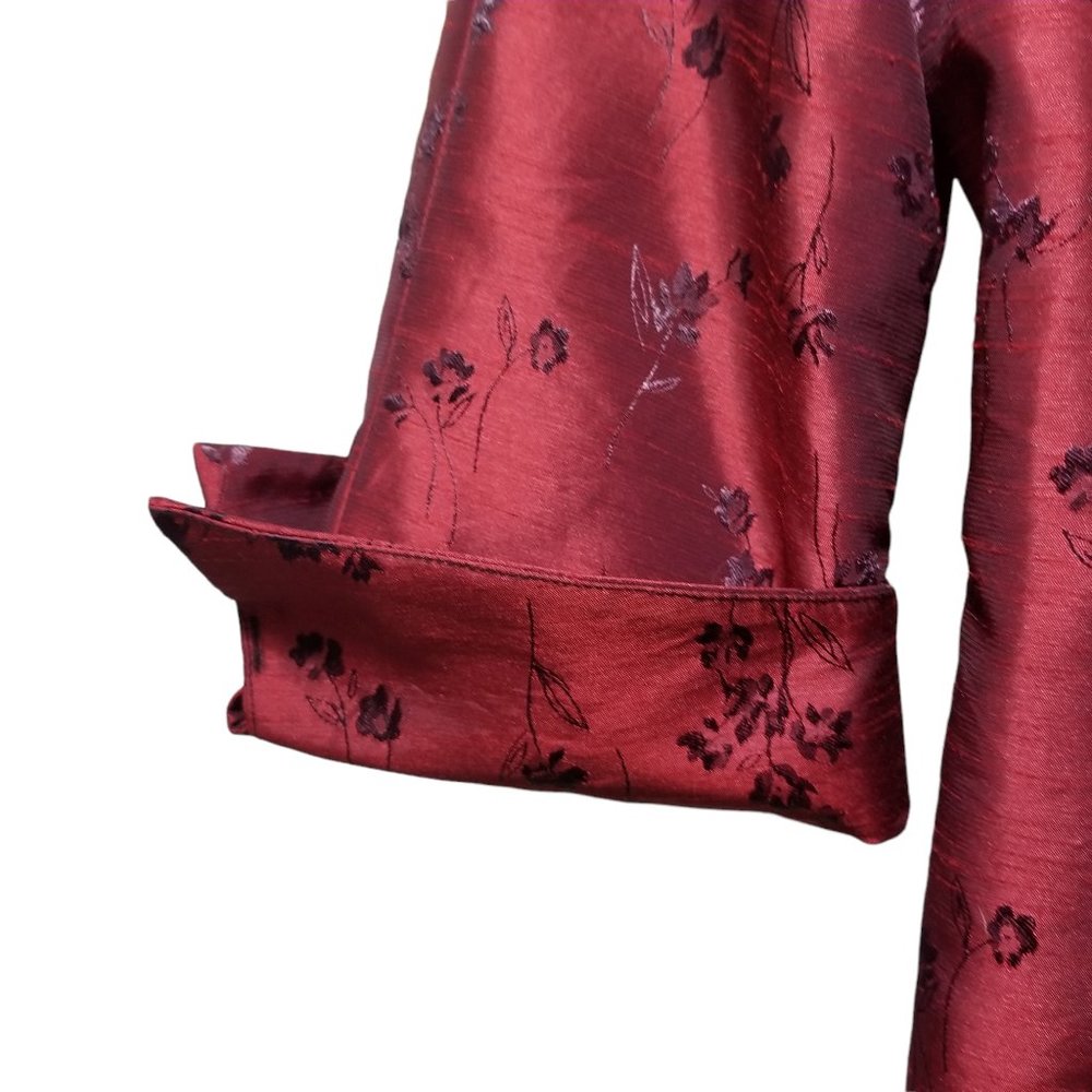 Vintage Lizzantti Shiny Red Jacket 3/4 Sleeve Tailored Slim Fit Four Button - Picture 6 of 13